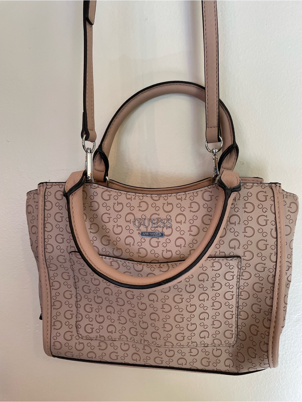GUESS Blush Pink Monogram Satchel Crossbody Handbag G Logo Purse